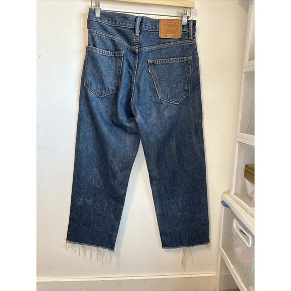 Levis Vinyl Flame 550 Jeans Rigid Denim Woman’s Size 29 Modified Cropped - Picture 2 of 13